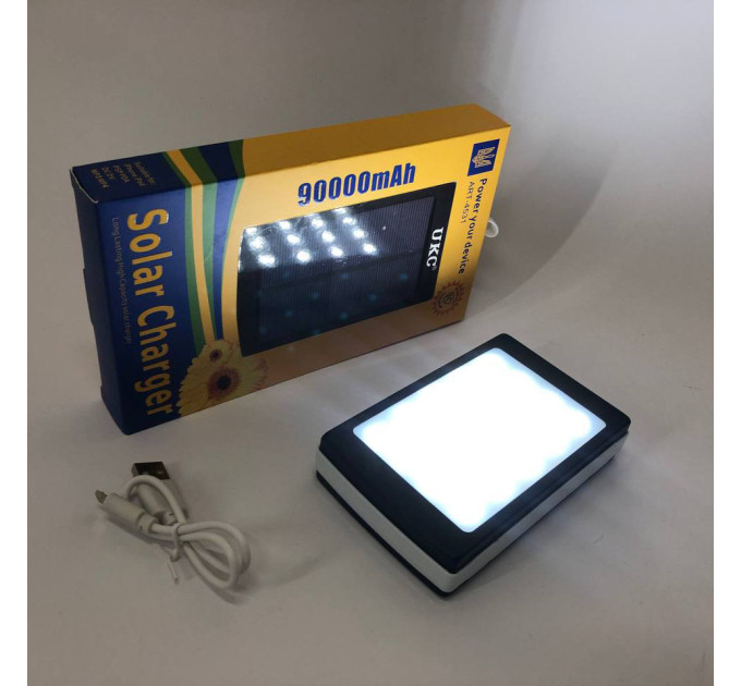 УМБ Power Bank Solar 90000 mAh мобільне зарядне з сонячною панеллю та лампою, Power Bank Charger Батарея