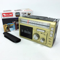 Радіоприймач портативне радіо Golon RX-381 акумуляторний ретро стовпчик usb sd mp3 fm Yellow