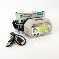 Фонарь налобный SH-S9-XPE+COB+3SMD(red), налобный фонарик с usb зарядкой, фонарь на голову для бега