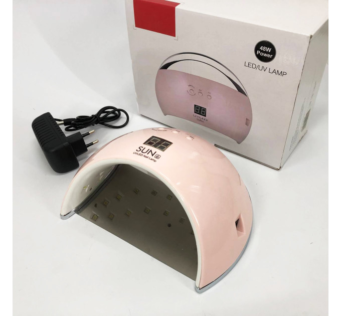 Ультрафиолетовая лампа для Маникюра UV LAMP Sun 6, Светодиодная сушилка для гель лака. Цвет: розовый