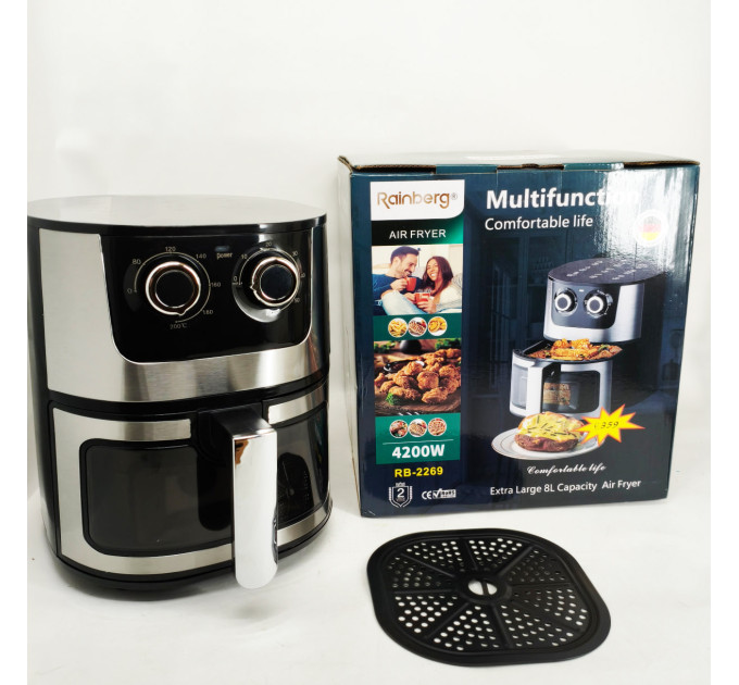 Аэрогриль Rainberg RB-2269 4200Вт аэрофритюрница безмасляная для приготовления без масла 8л
