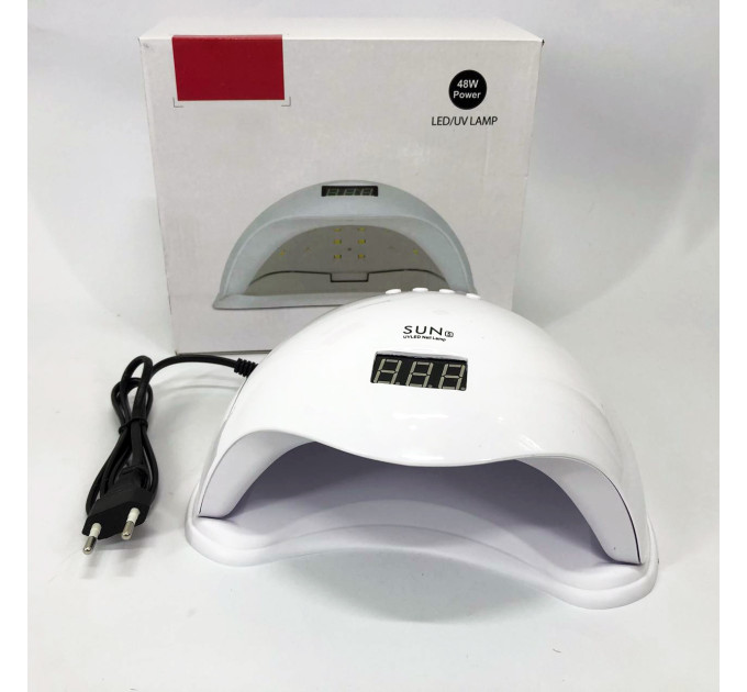 Лампа для манікюру Sun 5 nail lamp FD93-1 led для сушіння гель лаку з таймером для домашнього використання