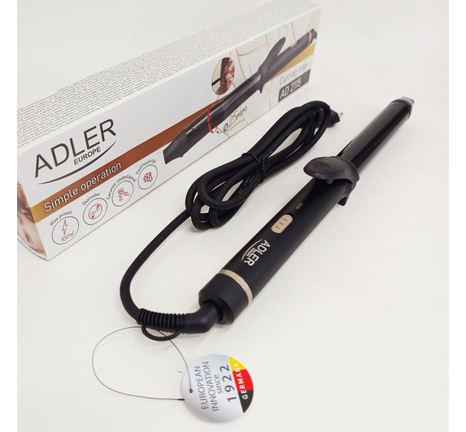 Плойка для завивки волосся Adler AD 2115 Curly 100Вт з керамічним покриттям діаметр 25 мм