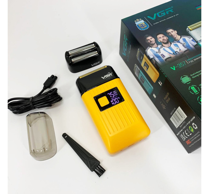 Електробритва портативна чоловіча VGR V-357 професійна бритва Шейвер Yellow