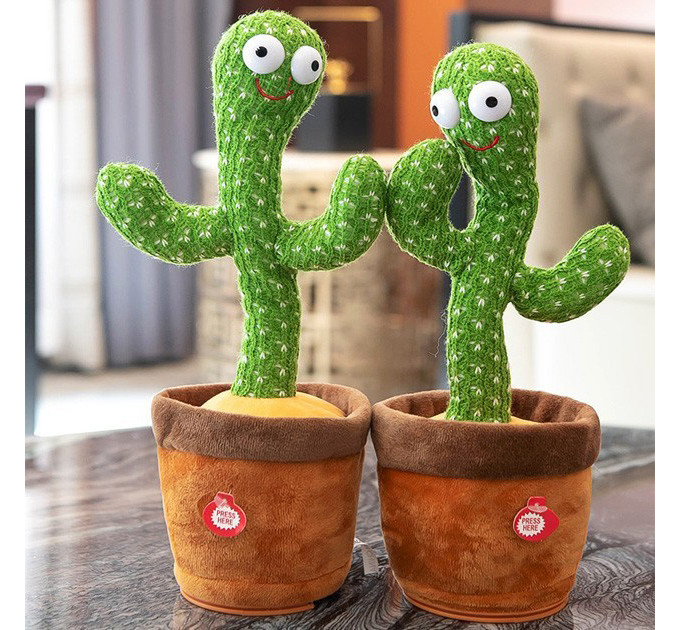 Танцующий кактус поющий 120 песен с подсветкой Dancing Cactus TikTok игрушка Повторюшка кактус