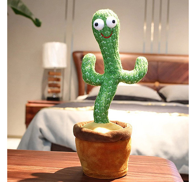 Танцующий кактус поющий 120 песен с подсветкой Dancing Cactus TikTok игрушка Повторюшка кактус