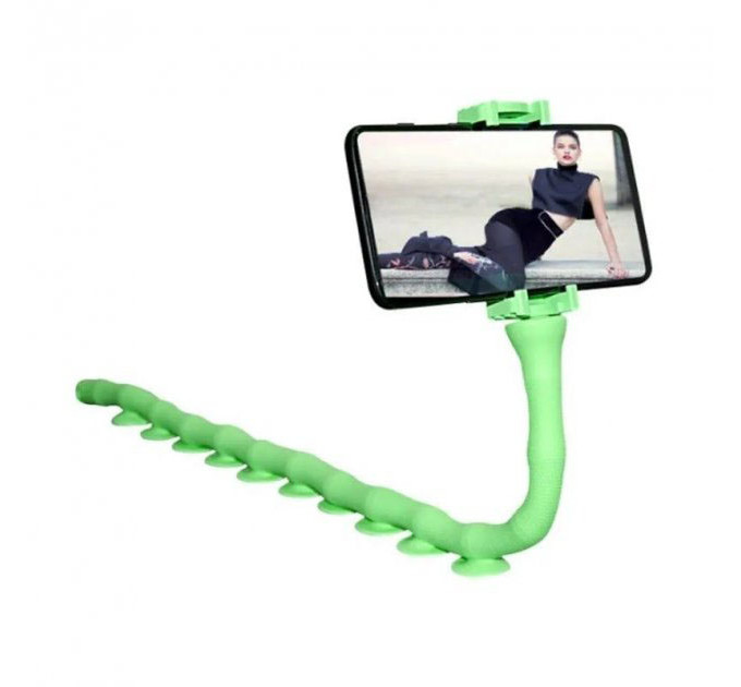 Гибкий держатель для телефона с присосками универсальный Cute Worm Lazy Holder. Цвет: зеленый