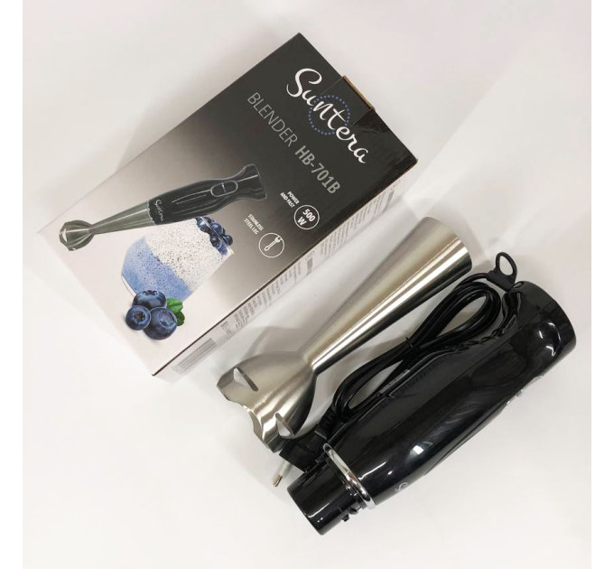Блендер Suntera HB-701B 500 Вт, 2 режима скорости, ножка нержавеющая сталь, блендер переносной