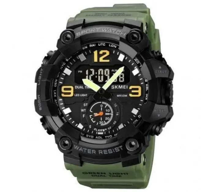 Годинник наручний чоловічий SKMEI 1965AG ARMY GREEN, Годинник армійський оригінал, Годинник спортивний. Колір: зелений