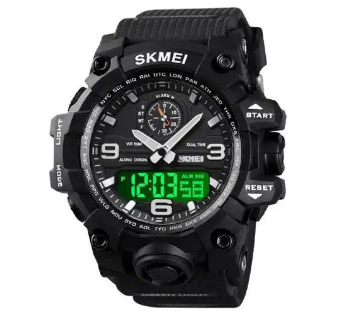 Часы наручные мужские SKMEI 1586BK BLACK, водонепроницаемые мужские часы, часы спортивные. Цвет: черный