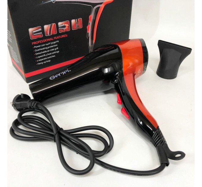 Фен GEMEI GM-1766 2600Вт, фен для голови, жіночий фен для волосся, фен сушка Orange