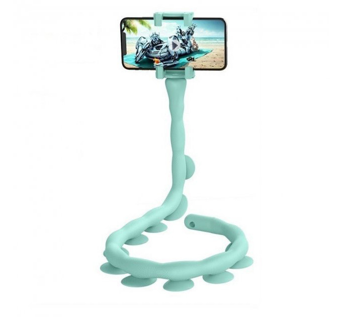 Гибкий держатель для телефона с присосками универсальный Cute Worm Lazy Holder. Цвет: голубой