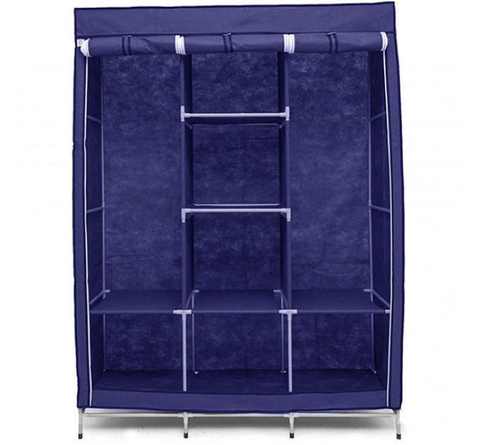 Шкаф тканевый 3 секции складной с каркасом STORAGE WARDROBE 175 х 130 х 45 см Каркасный Blue
