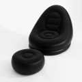 Надувное кресло с пуфом для отдыха AIR SOFA велюровое Black