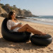 Надувное кресло с пуфом для отдыха AIR SOFA велюровое Black