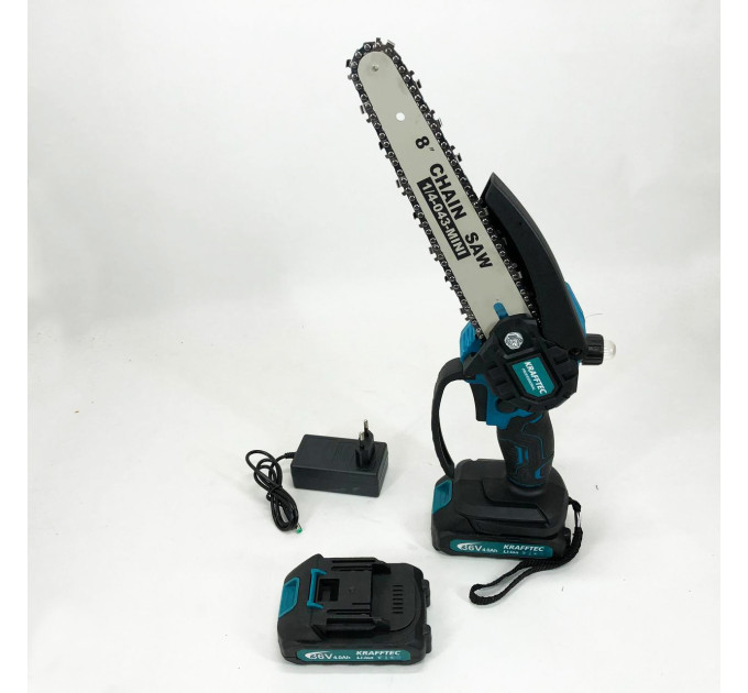 Аккумуляторная цепная мини пила 20 см в кейсе Krafftec (36V 4 Ач) + 2 аккумулятор и индикатором заряда