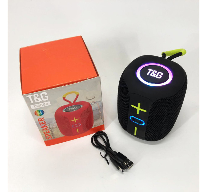 Портативная Bluetooth колонка TG658 8W с RGB подсветкой, Беспроводная колонка мощная. Цвет: черный