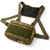 Тактическая нагрудная сумка Multicam Cordura 1000D с MOLLE и патч-панелью, 5 карманов, 30×20×8 см