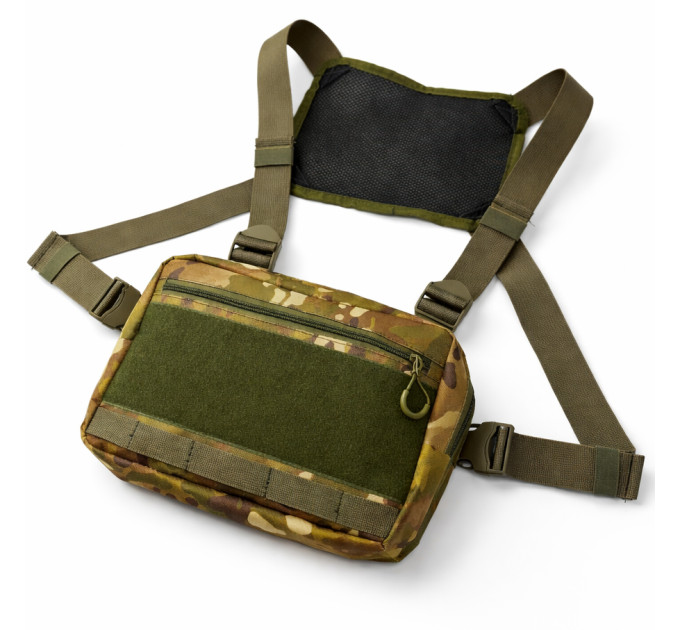 Тактическая нагрудная сумка Multicam Cordura 1000D с MOLLE и патч-панелью, 5 карманов, 30×20×8 см