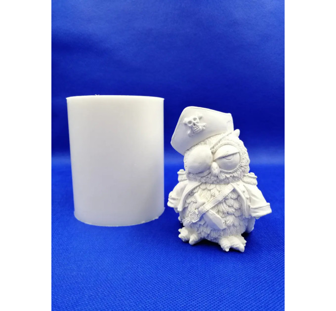 Силиконовая форма 3D "Сова Пират" для заливки мыла, воска, форма совы. 