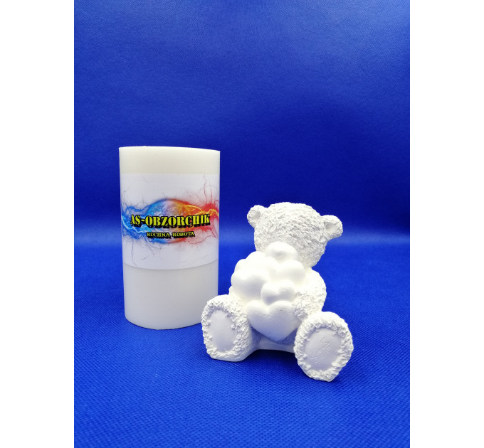 Силіконова форма "Ведмедик з Серцями" для заливки свічок, мила, воску, гіпсу