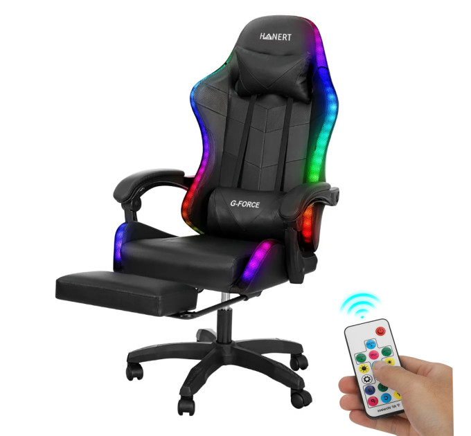 Кресло геймерское с подсветкой Hanert G-Force Black + RGB