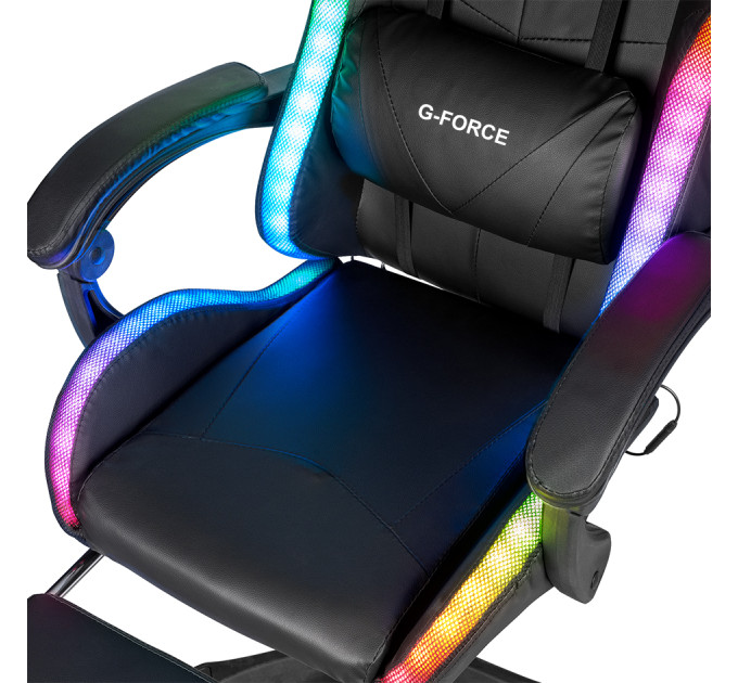 Кресло геймерское с подсветкой Hanert G-Force Black + RGB