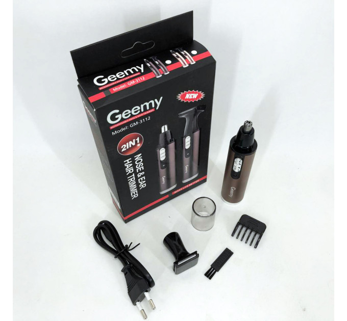 Триммер GEMEI GM-3112 2в1, электробритва с насадками для бороды, тример для бороды, триммер беспроводной