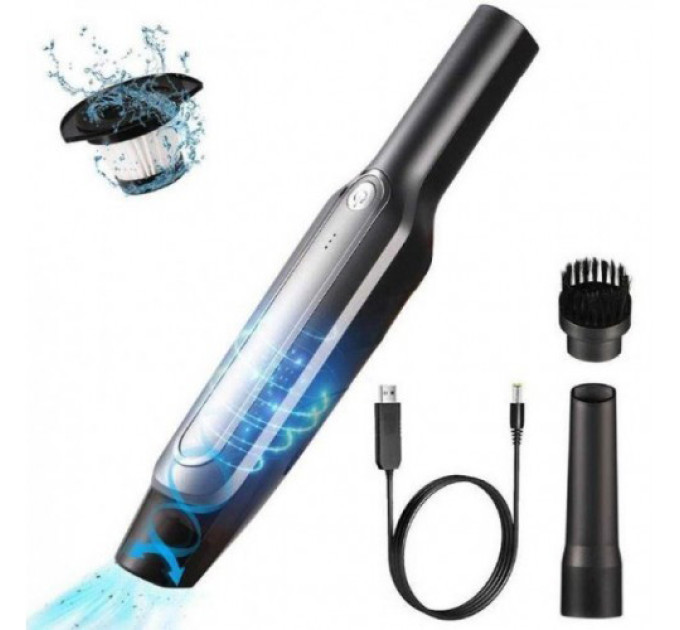 Пылесос для авто Car vacuum cleaner с аккумулятором, автомобильный пылесос беспроводной. Цвет: черный