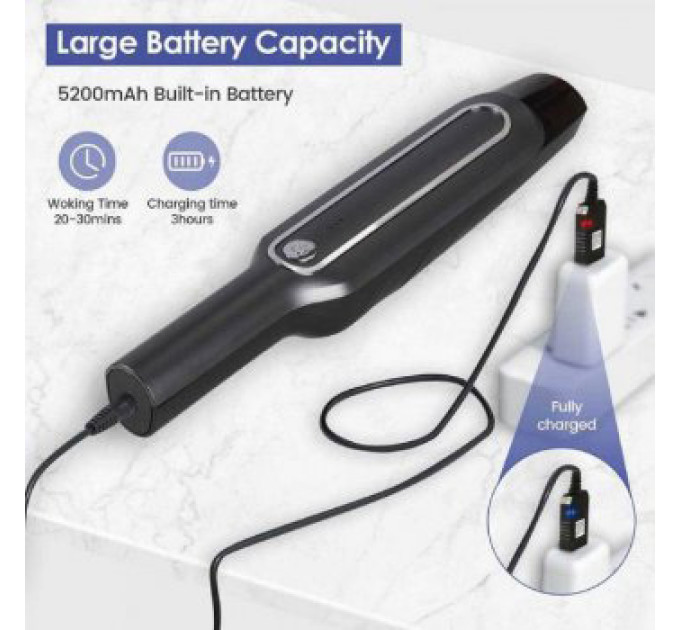 Пылесос для авто Car vacuum cleaner с аккумулятором, автомобильный пылесос беспроводной. Цвет: черный