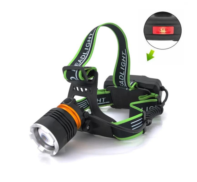 Налобний ліхтар Bailong BL-A7-P50, zoom, microUSB, 2х18650, 3 режими, надпотужний ліхтар налобний