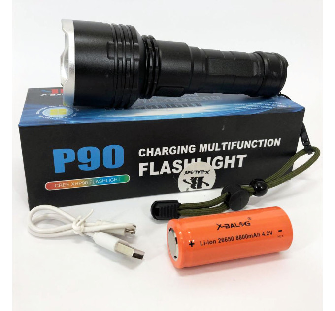 Фонарь полицейский X-Balog BL-531-P90 1х26650 8800mah USB/microUSB/ 3хААА R3 функция Power Bank