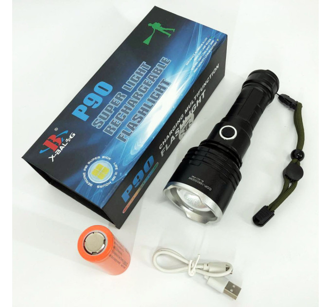 Фонарь полицейский X-Balog BL-531-P90 1х26650 8800mah USB/microUSB/ 3хААА R3 функция Power Bank