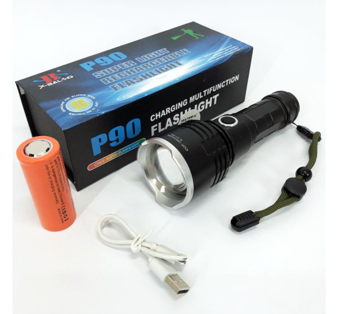 Фонарь полицейский X-Balog BL-531-P90 1х26650 8800mah USB/microUSB/ 3хААА R3 функция Power Bank