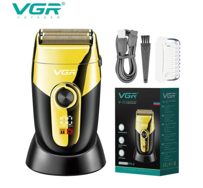 Профессиональная электробритва VGR V-383 Finale Shaver с подставкой, машинка мужская для бритья