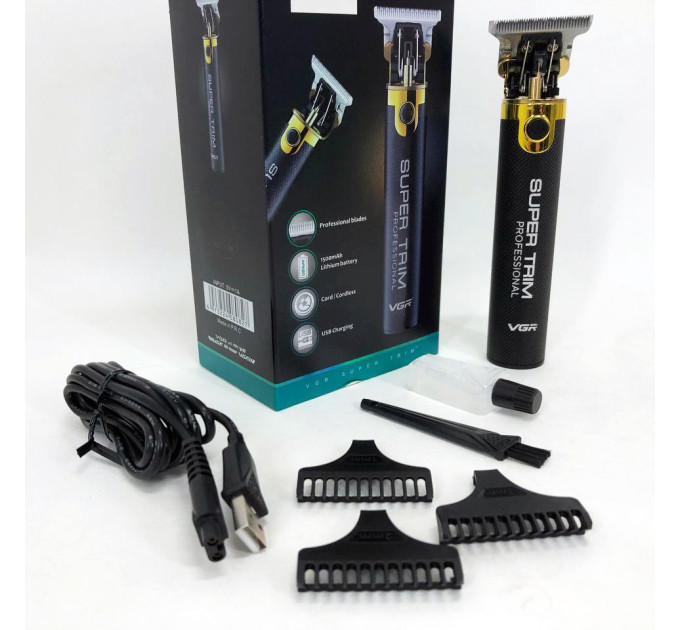 Машинка для стрижки VGR V-082 акумуляторна бездротова професійна + 3 насадки триммер для волосся