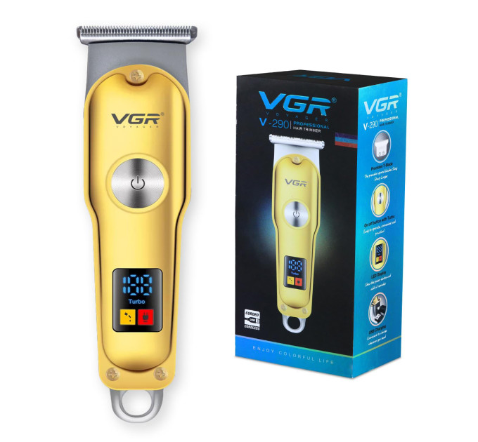 Тример для волосся та бороди VGR V-290 LED Display 3 насадки, машинка для стрижки волосся домашня