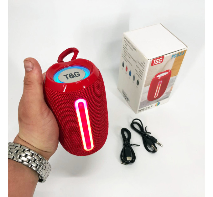 Портативная Bluetooth-колонка TG653 USB с ремешком, мощная переносная акустическая колонка. Цвет: красный
