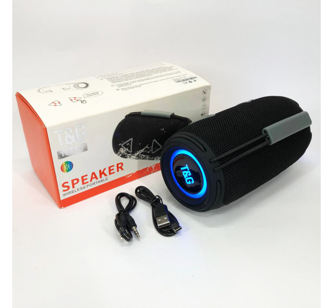 Bluetooth-колонка TG657 с RGB подсветкой 1500 mAh, Bluetooth колонка для хорошей музыки. Цвет: черный