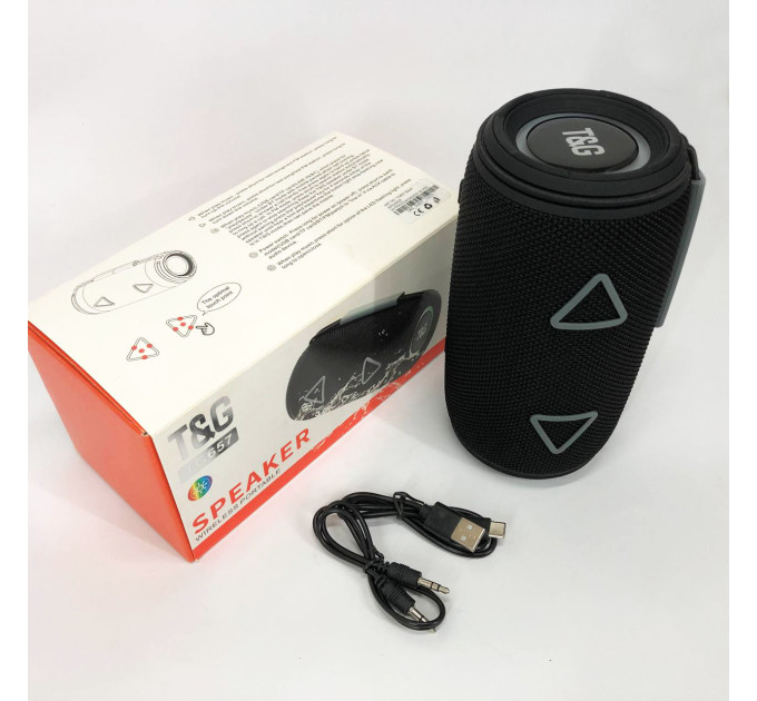 Bluetooth-колонка TG657 с RGB подсветкой 1500 mAh, Bluetooth колонка для хорошей музыки. Цвет: черный