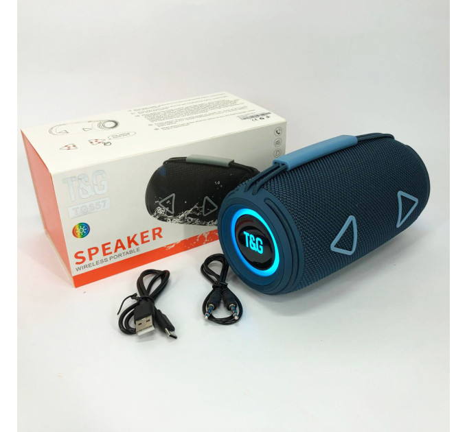 Bluetooth-колонка TG657 с RGB подсветкой 1500 mAh, музыкальные колонки для улицы. Цвет: синий