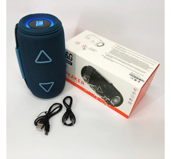 Bluetooth-колонка TG657 с RGB подсветкой 1500 mAh, музыкальные колонки для улицы. Цвет: синий