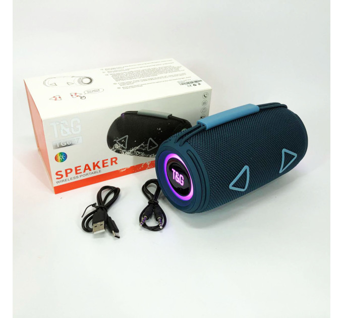 Bluetooth-колонка TG657 с RGB подсветкой 1500 mAh, музыкальные колонки для улицы. Цвет: синий