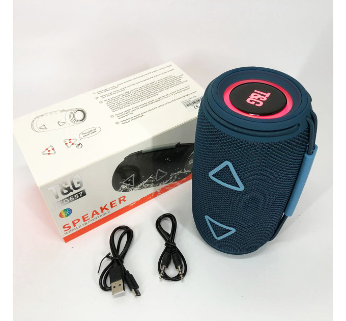 Bluetooth-колонка TG657 с RGB подсветкой 1500 mAh, музыкальные колонки для улицы. Цвет: синий