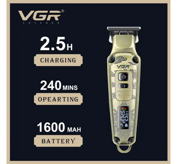 Професійна машинка для стрижки волосся триммер VGR V-901 з насадками, професійна електробритва
