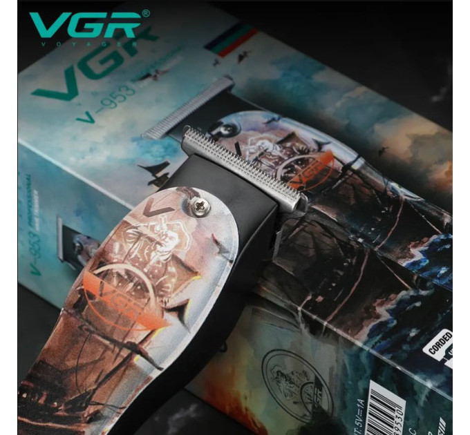 Профессиональный триммер для стрижки волос и бороды VGR V-953 с насадками, окантовочная машинка