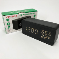 Электронные настольные часы VST-862S-6 черные с белой подсветкой, с датчиками температуры и влажности