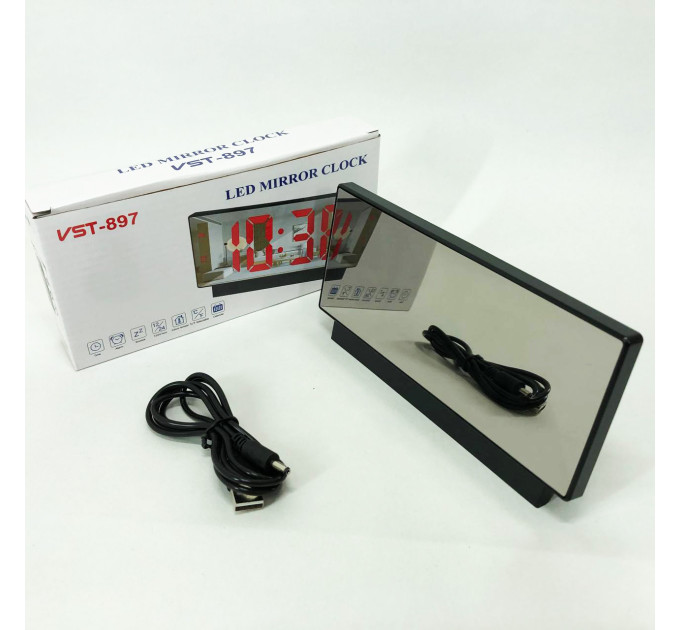 Электронные настольные LED часы от USB VST-897-4 с будильником и термометром