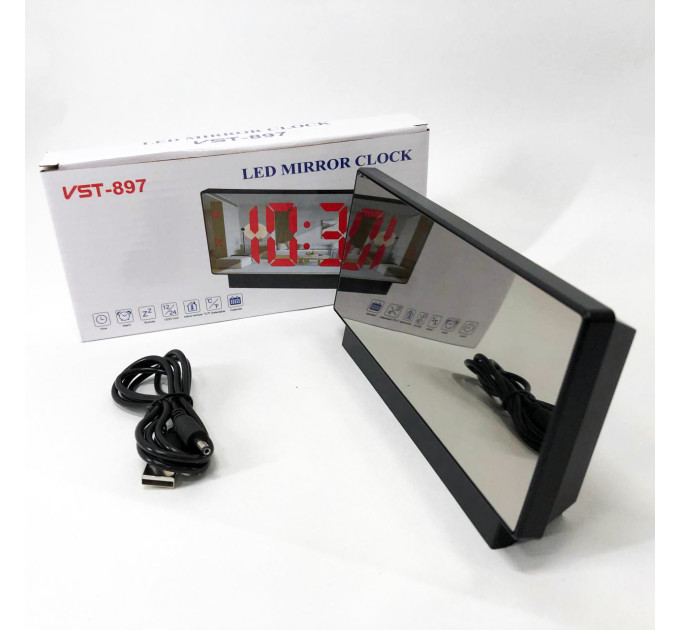 Электронные настольные LED часы от USB VST-897-4 с будильником и термометром
