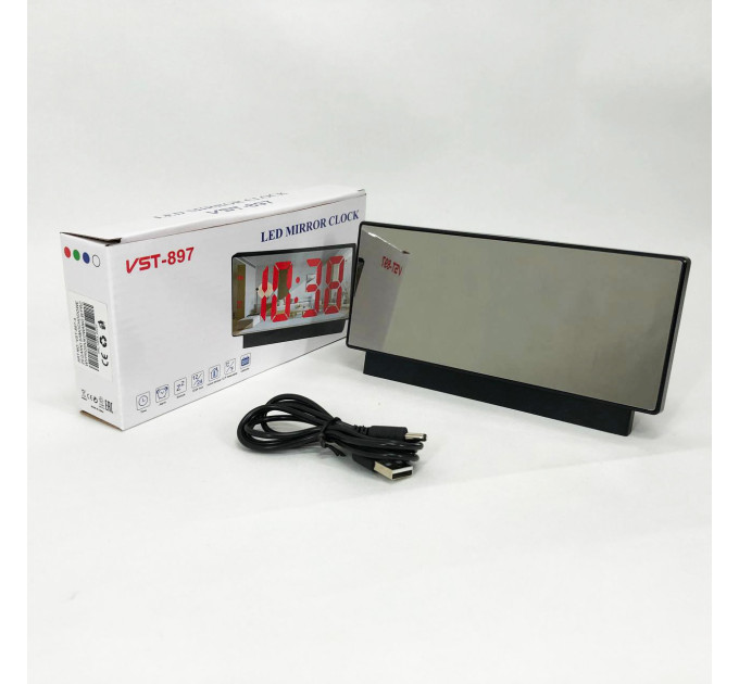 Электронные настольные LED часы от USB VST-897-4 с будильником и термометром